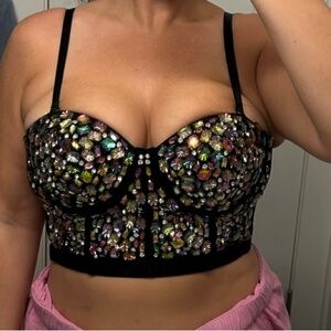 Adorable multicolor adjustable bustier top size L